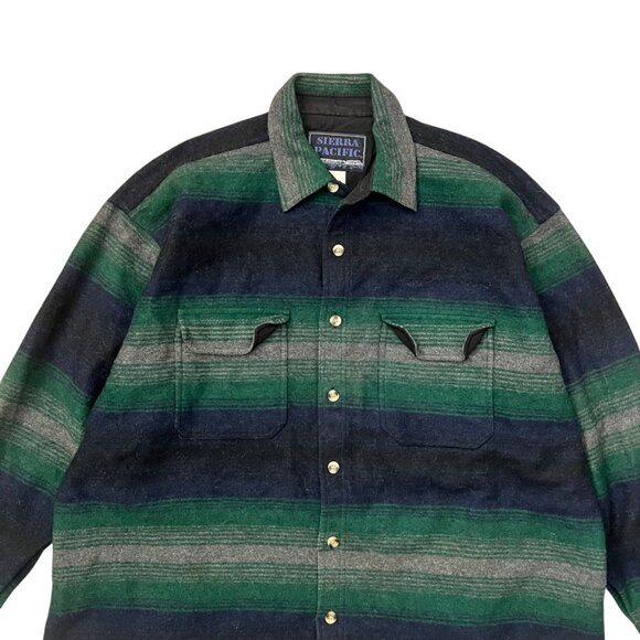 Sierra Pacific Mens Wool Stripe Shacket Green Size XL Southwestern Outdoors - Picture 3 of 7